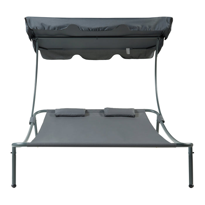 Lettino Prendisole Avigliano con Tettuccio Parasole Regolabile - Grigio casa.pro
