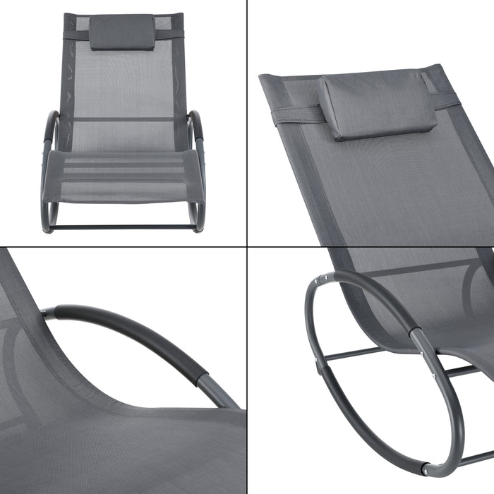 Lettino Prendisole a Dondolo Almaluez Sedia a Sdraio Oscillante - Grigio Scuro [en.casa]