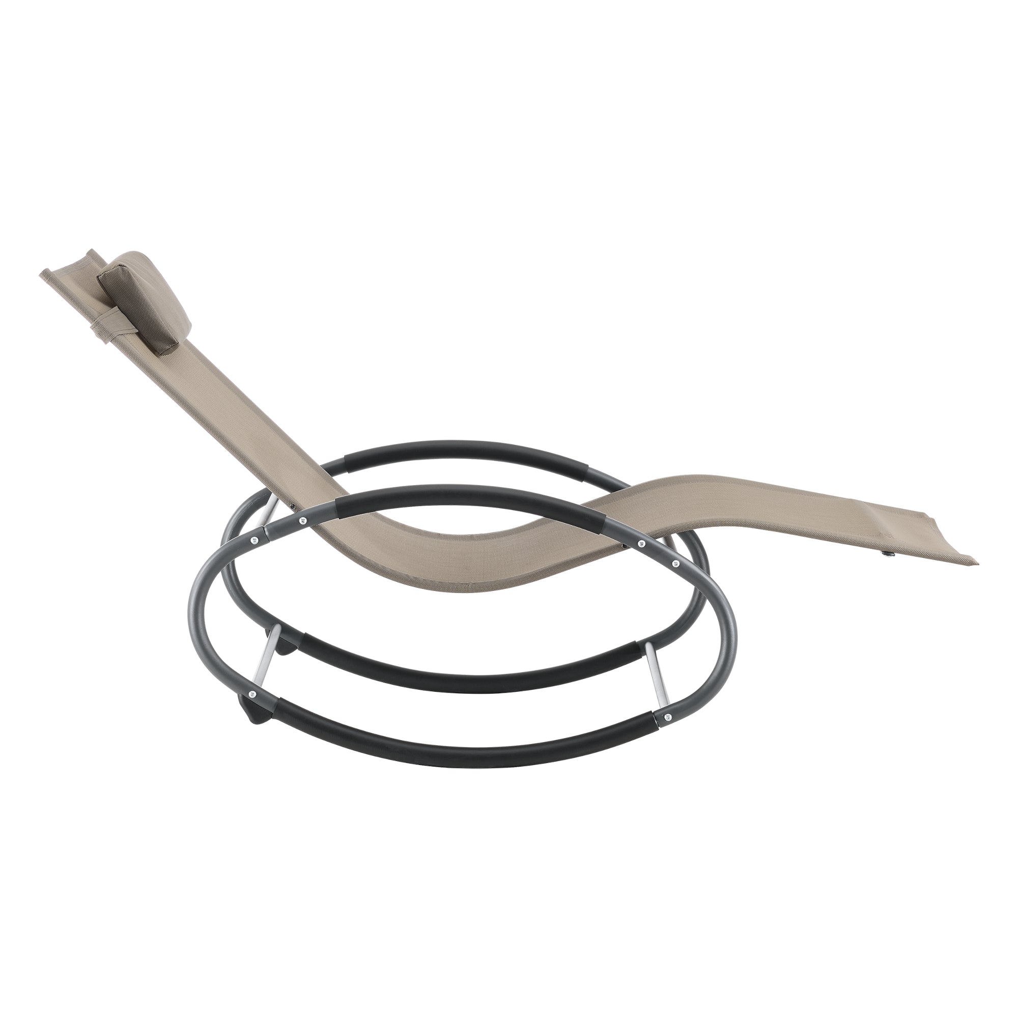 Set di 2 lettini a dondolo Almaluez beige tessuto acciaio 03_0006423