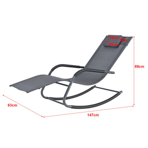 Set di 2 lettini prendisole a dondolo in acciaio tessile grigio scuro 03_0006426