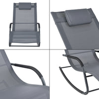 Lettino Prendisole a Dondolo con Cusicno Rimovibile per la Testa Sedia a Sdraio Oscillante per Giardino/Balcone Gambe e