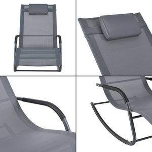 Lettino Prendisole a Dondolo con Cusicno Rimovibile per la Testa Sedia a Sdraio Oscillante per Giardino/Balcone Gambe e