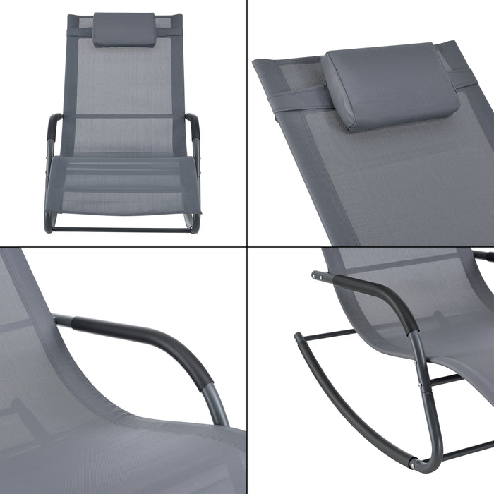 Lettino Prendisole a Dondolo con Cusicno Rimovibile per la Testa Sedia a Sdraio Oscillante per Giardino/Balcone Gambe e