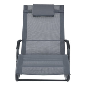 Lettino prendisole a dondolo in acciaio tessile 147 x 63 x 89 cm grigio scuro 03_0006403