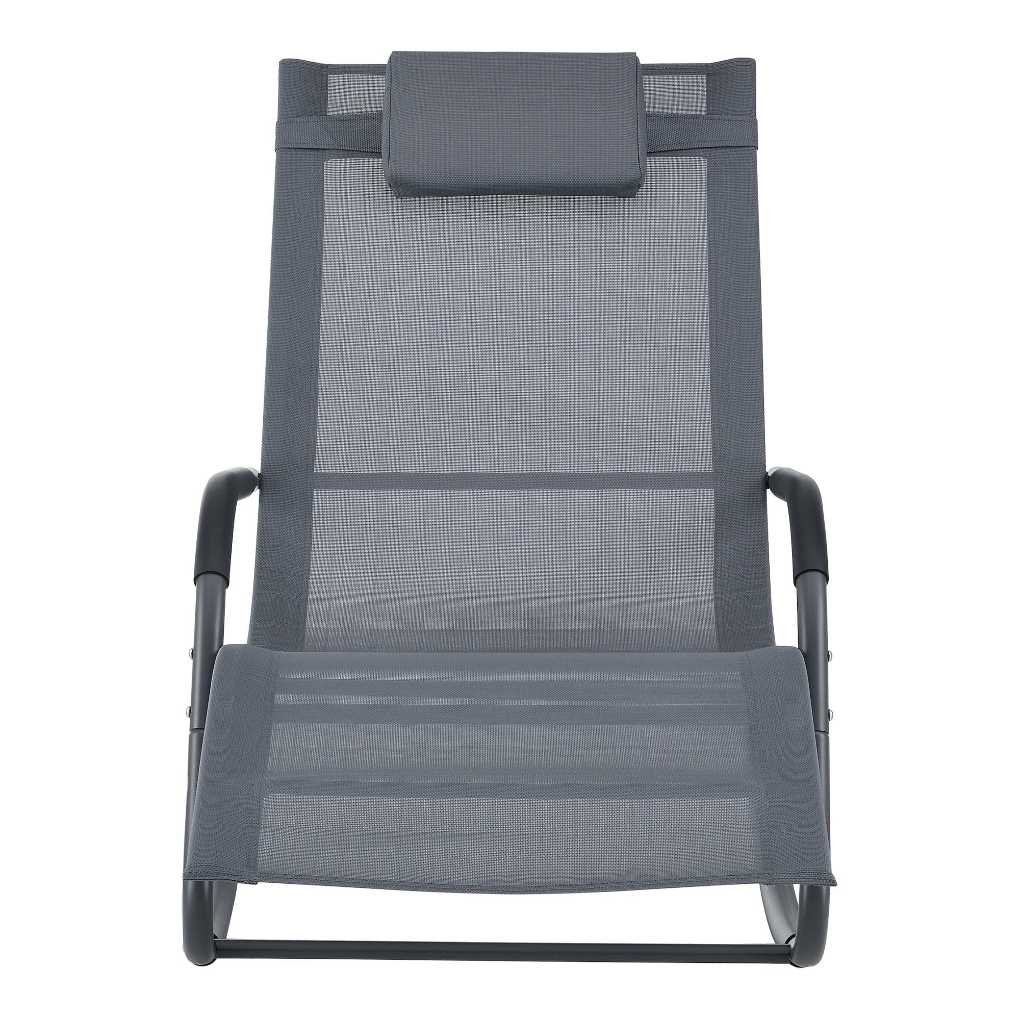 Set di 2 lettini prendisole a dondolo in acciaio tessile grigio scuro 03_0006426