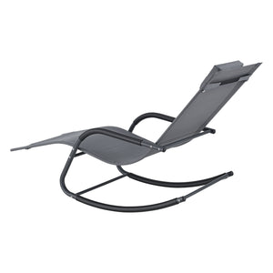 Lettino Prendisole a Dondolo con Cusicno Rimovibile per la Testa Sedia a Sdraio Oscillante per Giardino/Balcone Gambe e