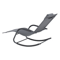 Set di 2 lettini prendisole a dondolo in acciaio tessile grigio scuro 03_0006426