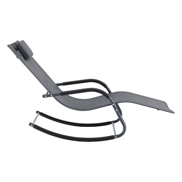 Lettino prendisole a dondolo in acciaio tessile 147 x 63 x 89 cm grigio scuro 03_0006403