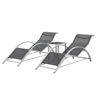 Set di Arredo Esterno 'Binetto' 2 Lettini Prendisole e 1 Tavolino - Grigio/Nero [en.casa]