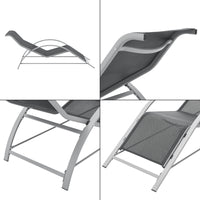 Set di Arredo Esterno 'Binetto' 2 Lettini Prendisole e 1 Tavolino - Grigio/Nero [en.casa]