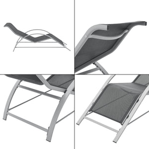 Set di Arredo Esterno 'Binetto' 2 Lettini Prendisole e 1 Tavolino - Grigio/Nero [en.casa]