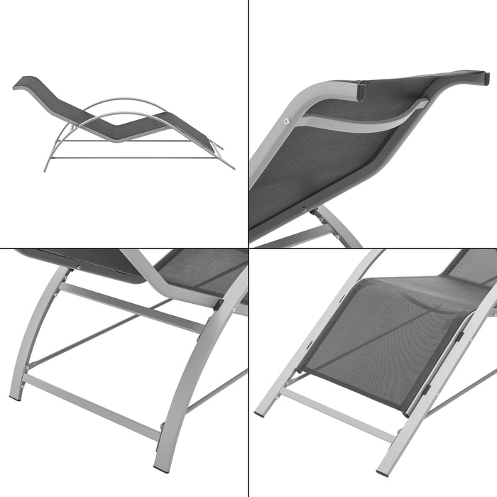 Set di Arredo Esterno 'Binetto' 2 Lettini Prendisole e 1 Tavolino - Grigio/Nero [en.casa]