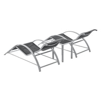 Set di Arredo Esterno 'Binetto' 2 Lettini Prendisole e 1 Tavolino - Grigio/Nero [en.casa]