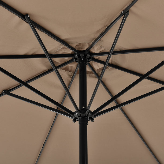 Ombrellone da Giardino Budapest con Palo Centrale e Meccanismo a Manovella 230 x Ø300 cm Marrone Chiaro casa.pro