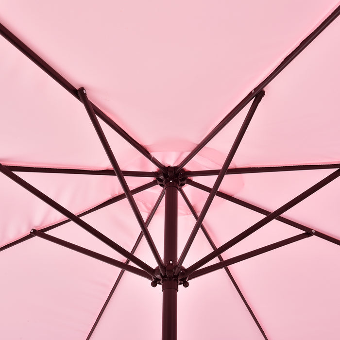 Ombrellone da Giardino Budapest con Palo Centrale e Meccanismo a Manovella 230 x Ø300 cm Rosa Pastello casa.pro