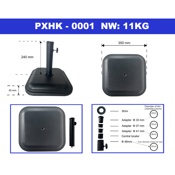 Piedistallo Biccari per Ombrellone Blocco di Cemento 35x35x4,5 cm Nero casa.pro