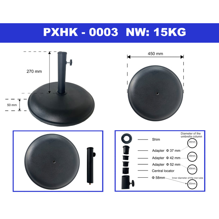 Piedistallo per Ombrellone Bionaz Rotondo Ø45 x 5 cm Nero casa.pro