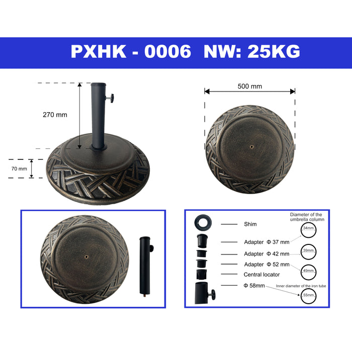 Piedistallo per Ombrellone Bisegna Blocco di Cemento Rotondo - Bronzo casa.pro