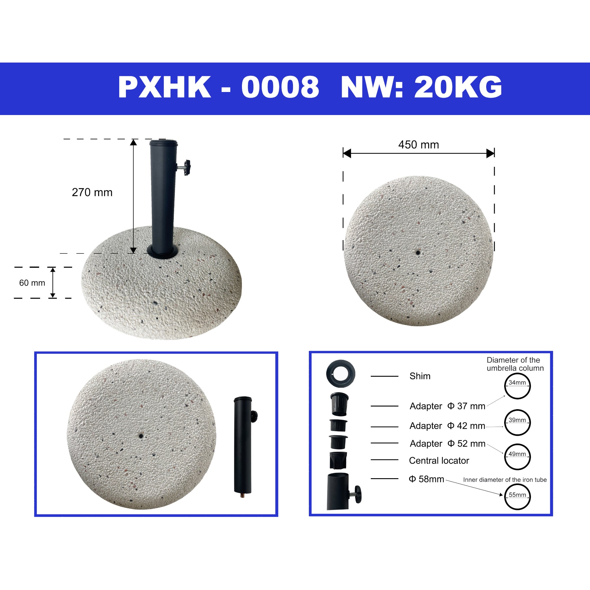 Piedistallo Bitritto per Ombrellone Blocco di Cemento Ghiaioso - Bianco casa.pro