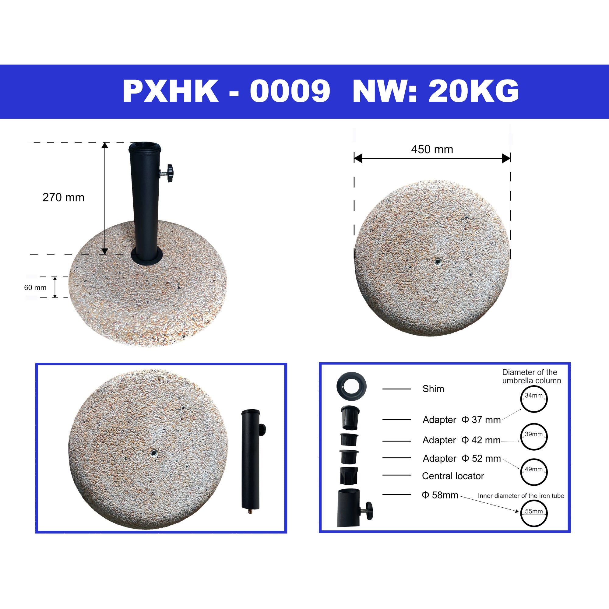 Piedistallo Bitritto per Ombrellone Blocco di Cemento Ghiaioso - Beige casa.pro