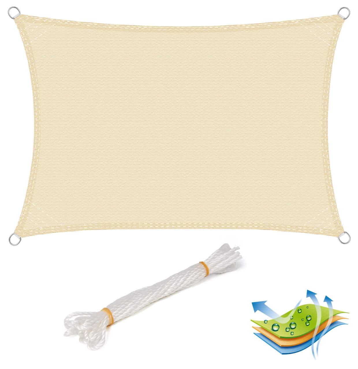 Tenda a vela ombreggiante con protezione UV crema idrorepellente 2x3 mt 19_0000889