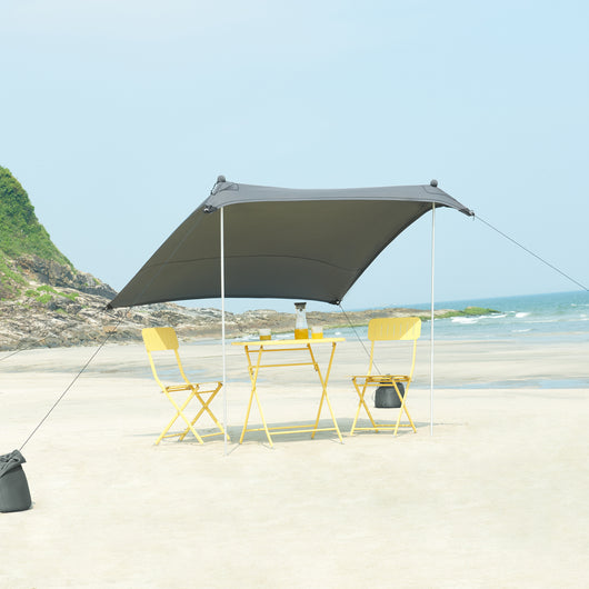 Telo Parasole a Vela Bernheze con 2 Pali 200x200x170 cm Grigio pro.tec