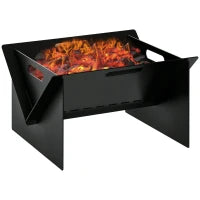 Braciere da Giardino in Acciaio Quadrato con Maniglie, 50x45x30cm, Nero