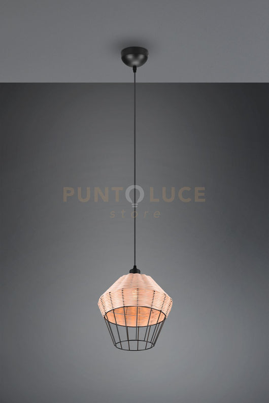 BORKA SOSPENSIONE IN RATTAN COLORE NATURALE D. 30CM ATTACCO E27