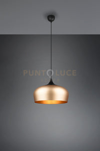 CHIRON SOSPENSIONE METALLO NERA DIFFUSORE OTTONE SATINATO D.45CM 1 LUCE ATTACCO E27