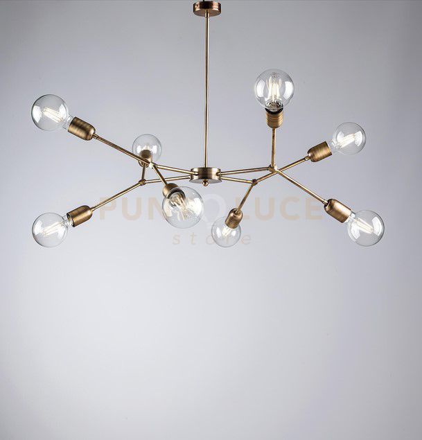 Sospensione HEX, in ferro bronzato spazzolato 8 luci industrial