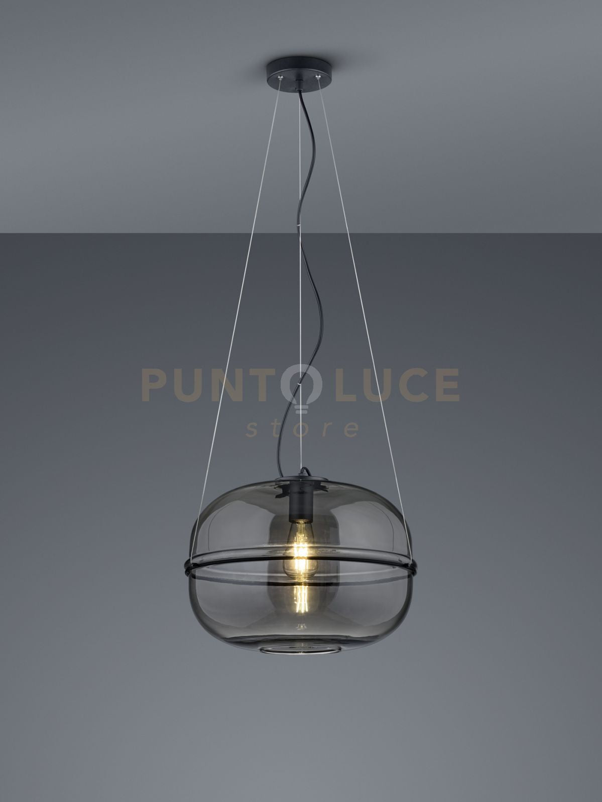 Sospensione LORENA vetro fumè cromato D.40cm metallo nero 315190132