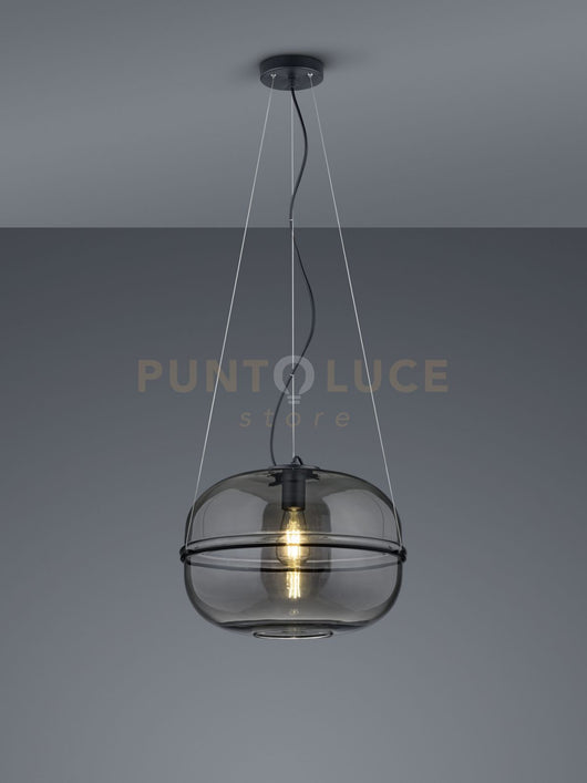 Sospensione LORENA vetro fumè cromato D.40cm metallo nero 315190132