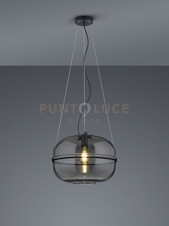 Sospensione LORENA vetro fumè cromato D.40cm metallo nero 315190132