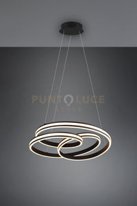 YARA SOSPENSIONE LED 60W 7200lm, 2300+3000+4000K NERA DIMMERABILE CON INTERRUTTORE A PARETE D. 60CM