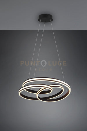 YARA SOSPENSIONE LED 60W 7200lm, 2300+3000+4000K NERA DIMMERABILE CON INTERRUTTORE A PARETE D. 60CM