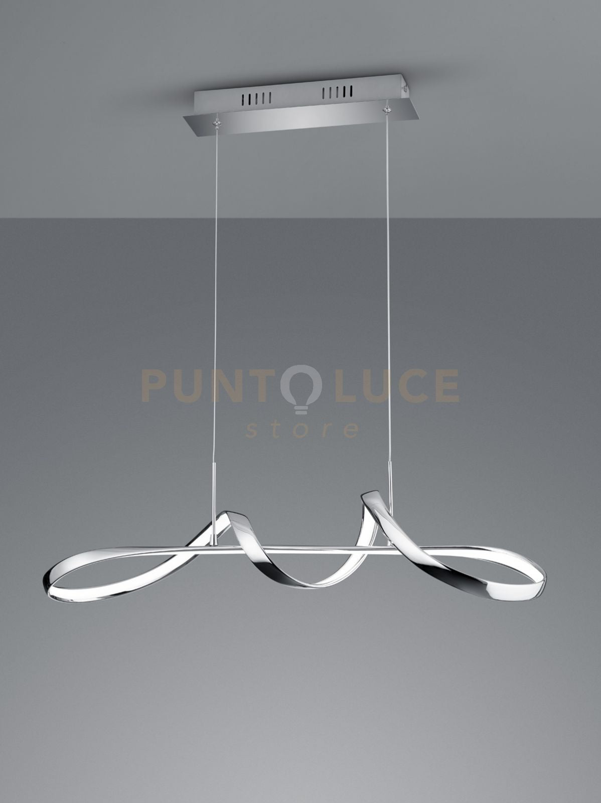 PERUGIA SOSPENSIONE LED 37W 4500lm, 4000K CROMO CON DIMMERAZIONE AD INTERRUTTORE L.81CM