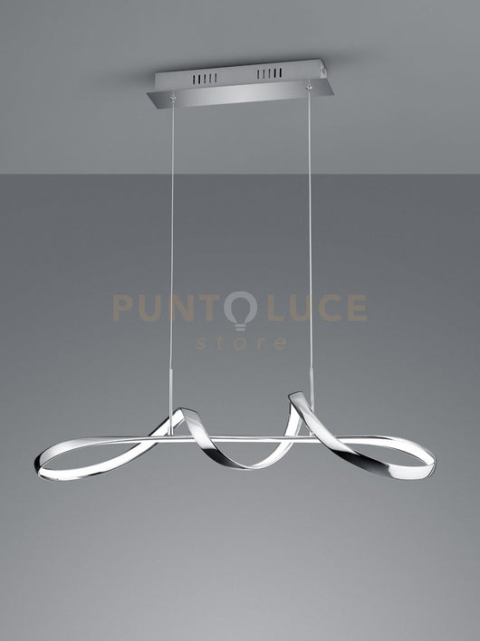 PERUGIA SOSPENSIONE LED 37W 4500lm, 4000K CROMO CON DIMMERAZIONE AD INTERRUTTORE L.81CM