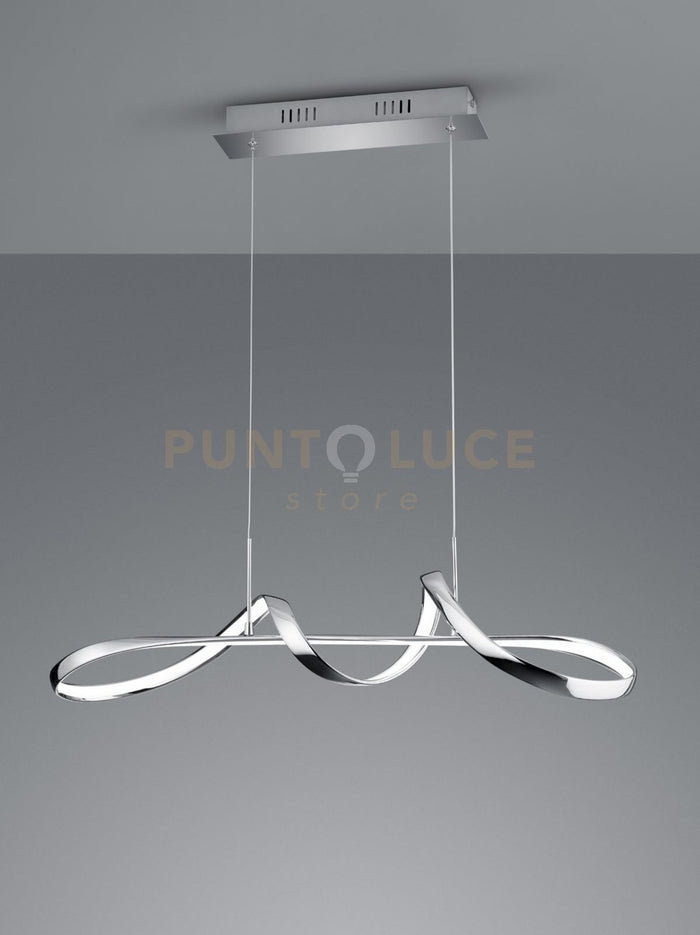 PERUGIA SOSPENSIONE LED 37W 4500lm, 4000K CROMO CON DIMMERAZIONE AD INTERRUTTORE L.81CM