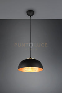 PUNCH SOSPENSIONE METALLO NERO E ORO D. 35CM 1 LUCE ATTACCO E27