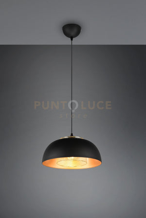 PUNCH SOSPENSIONE METALLO NERO E ORO D. 35CM 1 LUCE ATTACCO E27