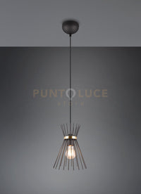 ROD SOSPENSIONE BACCHETTE DI METALLO NERO E ORO D. 20CM 1 LUCE ATTACCO E27