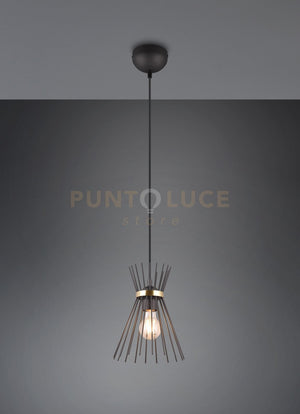 ROD SOSPENSIONE BACCHETTE DI METALLO NERO E ORO D. 20CM 1 LUCE ATTACCO E27