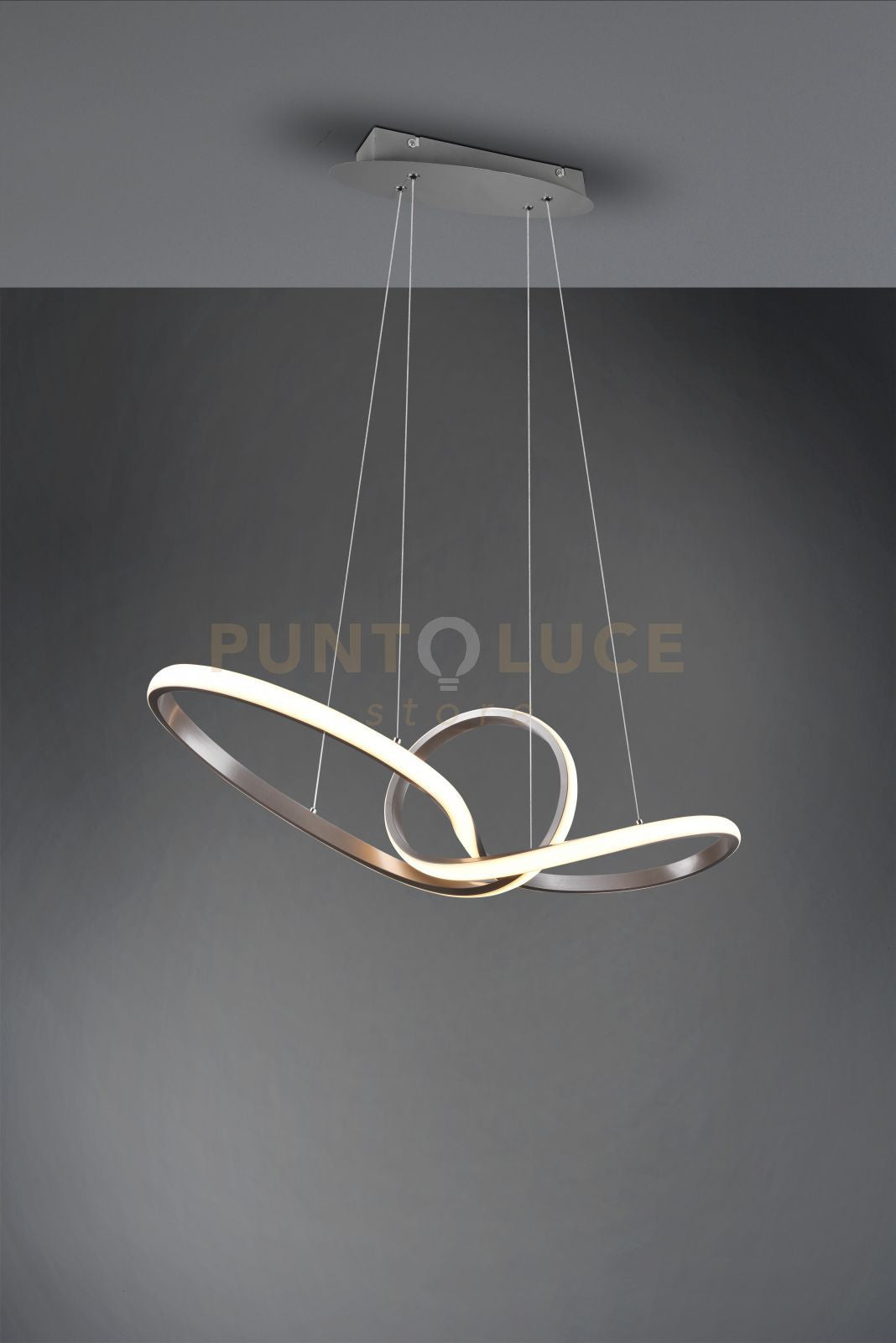 SANSA SOSPENSIONE LED 28W  3200lm, 3000K INFINITO ACCIAIO SATINATO DIMMERABILE CON INTERRUTTORE L. 80CM