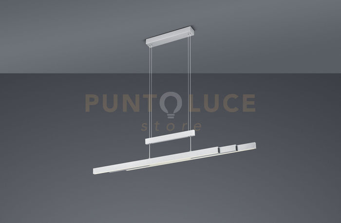 TRAJAN SOSPENSIONE LED 45W 5300lm, 2700K - 5000K ACCIAIO SATINATO ALLUNGABILE ESTENSIBILE INTENSITA' DIMMERABILE  BI-EMISSIONE L. 150C,5M