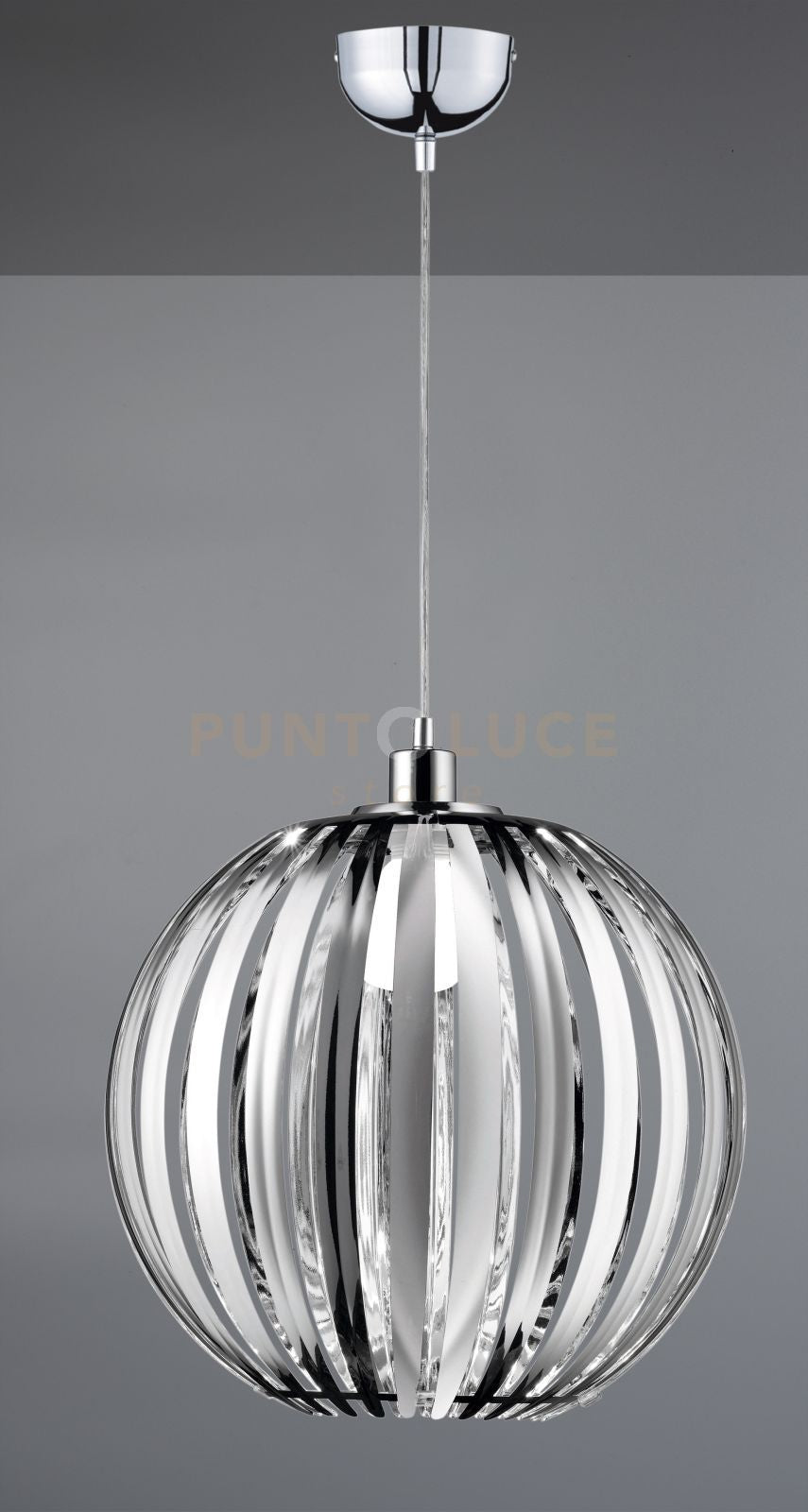 ZUCCA SOSPENSIONE PALLA ACRILICO CROMATA D.40CM 1 LUCE ATTACCO E27