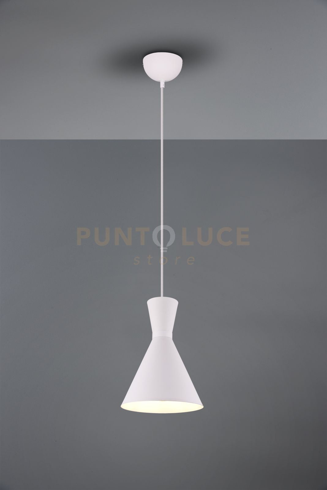 ENZO SOSPENSIONE 1 LUCE ATTACCO E27 DOPPIO CONO METALLO BIANCO D. 20CM