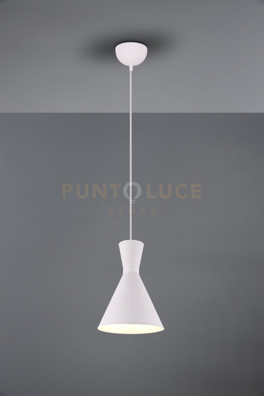 ENZO SOSPENSIONE 1 LUCE ATTACCO E27 DOPPIO CONO METALLO BIANCO D. 20CM
