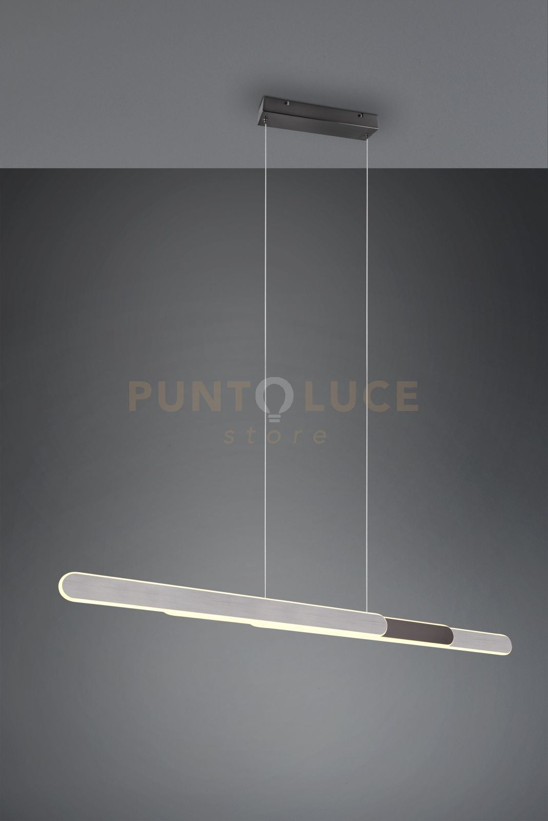 HELIOS SOSPENSIONE LED 48W 5800lm, 2700 - 6500K ALLUMINIO E NERO REGOLABILE IN ALTEZZA E LARGHEZZA A BI-EMISSIONE CON REGOLAZIONE TEMPERATURA DI COLORE DEL LED TOUCH L. 130CM