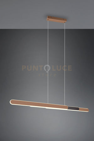 HELIOS SOSPENSIONE LED 48W 5800lm, 2700 - 6500K CAFFE' E NERO REGOLABILE IN ALTEZZA E LARGHEZZA A BI-EMISSIONE CON REGOLAZIONE TEMPERATURA DI COLORE DEL LED TOUCH L. 130CM
