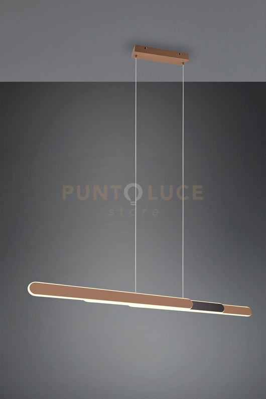 HELIOS SOSPENSIONE LED 48W 5800lm, 2700 - 6500K CAFFE' E NERO REGOLABILE IN ALTEZZA E LARGHEZZA A BI-EMISSIONE CON REGOLAZIONE TEMPERATURA DI COLORE DEL LED TOUCH L. 130CM